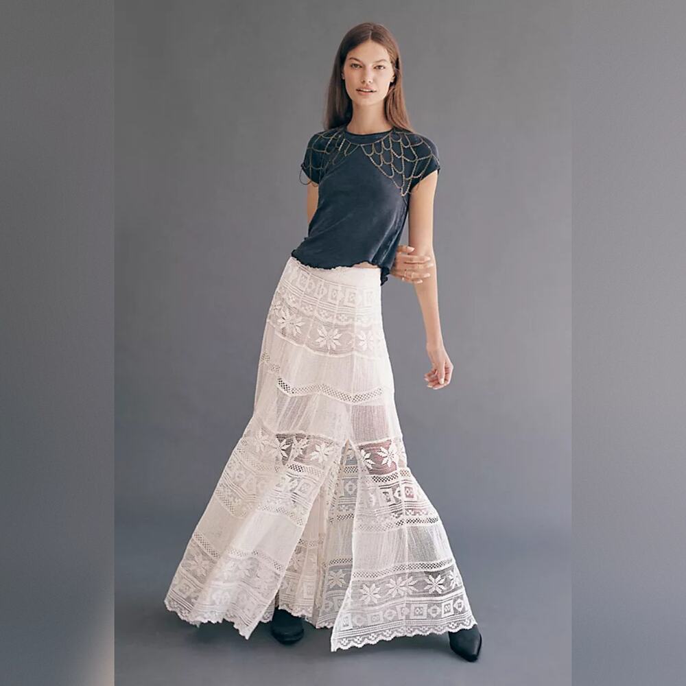 Free People Rebel Rebel Maxi Skirt - Ivory - Size Small - Picture 2 of 9